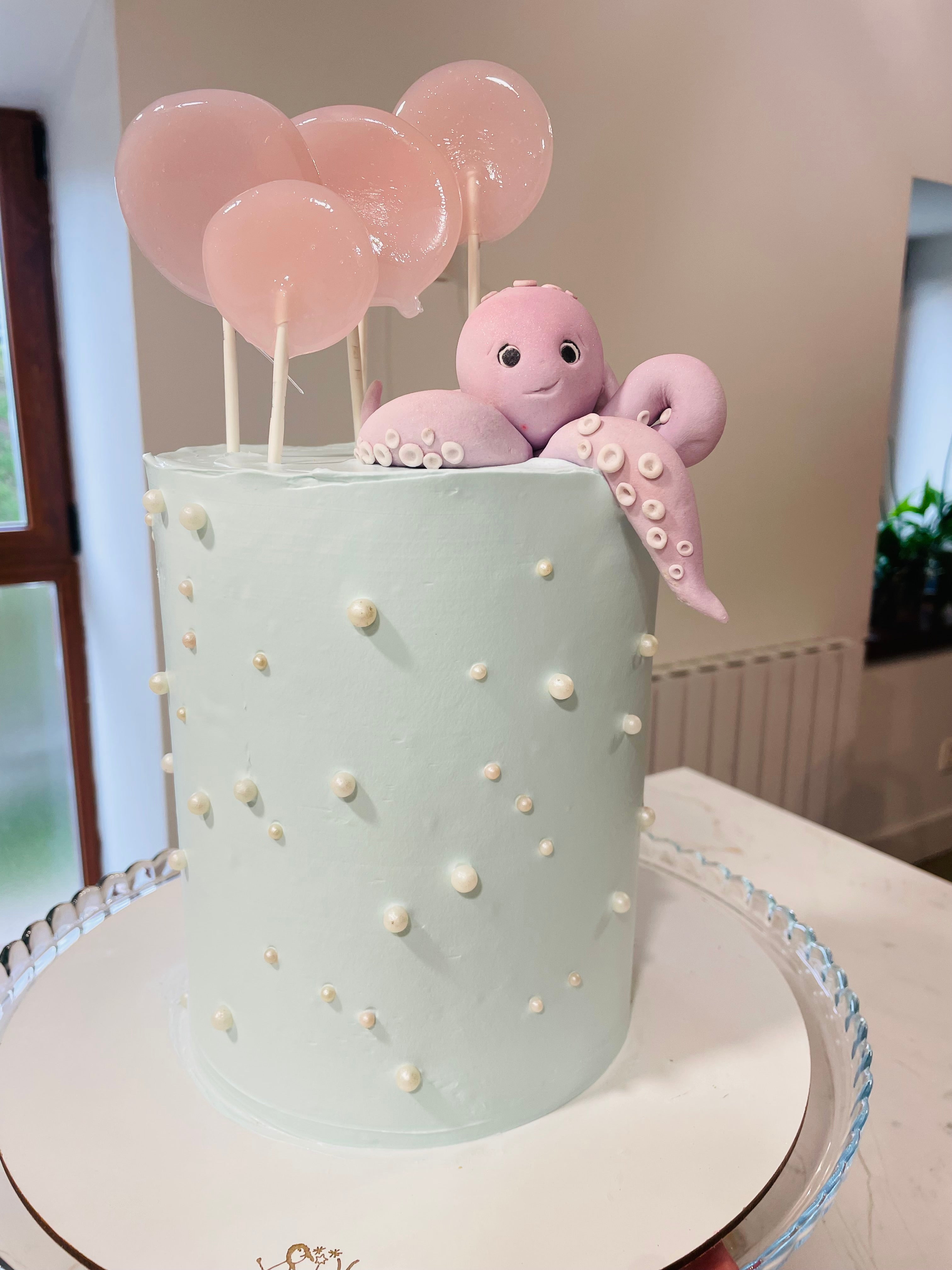 Tarta Pulpo y piruletas de isomalt